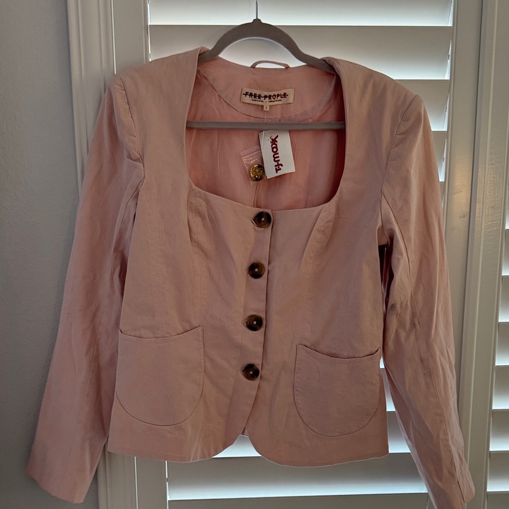 Free People Blush Button-Up Blazer